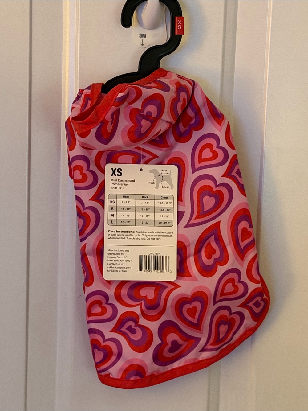 Heart Print Pet Hoodie - Pink & Red